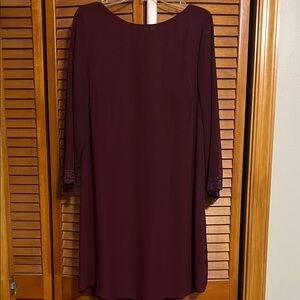 Chic Long Sleeve Dress in Deep Burgundy